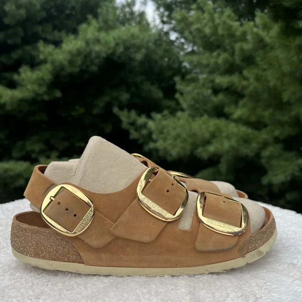Birkenstock Milano Big Buckle Sandal Wmns 41 | 10 Cognac Oiled Leather Wide READ